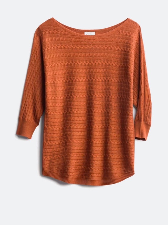 Market & Spruce Sweaters - Women’s Cable Knit Sweater - Rust Orange